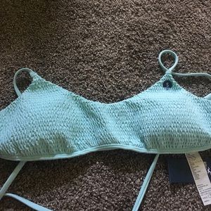 Blue smocked Hollister bikini top size small